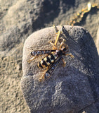 18ct gold Victorian BEE rose cut diamond and enamel antique pendant necklace 🐝