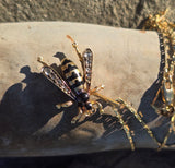 18ct gold Victorian BEE rose cut diamond and enamel antique pendant necklace 🐝
