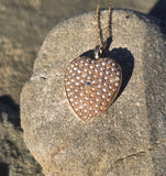 14k gold Victorian seed pearl and diamond heart necklace pendant