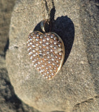 14k gold Victorian seed pearl and diamond heart necklace pendant