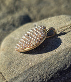 14k gold Victorian seed pearl and diamond heart necklace pendant