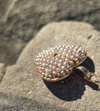 14k gold Victorian seed pearl and diamond heart necklace pendant