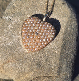 14k gold Victorian seed pearl and diamond heart necklace pendant