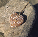 14k gold Victorian seed pearl and diamond heart necklace pendant