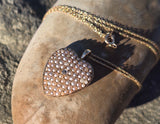 14k gold Victorian seed pearl and diamond heart necklace pendant