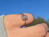14k gold two tone Deco filigree diamond glove shield estate ring