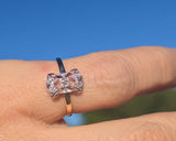 14k gold two tone Deco filigree diamond glove shield estate ring