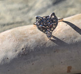 silver + 14k gold WOLF FOX diamond and ruby ring