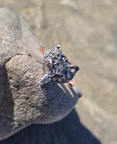 silver + 14k gold WOLF FOX diamond and ruby ring