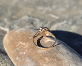 10k yellow gold turquoise bezel antique solitaire ring