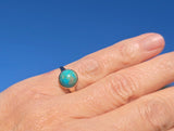 10k yellow gold turquoise bezel antique solitaire ring