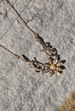14k gold pearl antique seed pearl flower necklace pendant