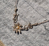 14k gold pearl antique seed pearl flower necklace pendant