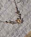 14k gold pearl antique seed pearl flower necklace pendant