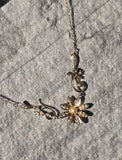14k gold pearl antique seed pearl flower necklace pendant