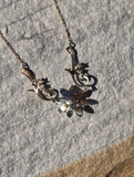 14k gold pearl antique seed pearl flower necklace pendant