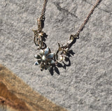14k gold pearl antique seed pearl flower necklace pendant