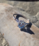 platinum aquamarine & baguette diamond estate ring