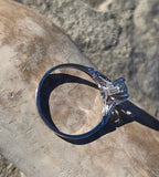 platinum aquamarine & baguette diamond estate ring