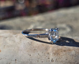 platinum aquamarine & baguette diamond estate ring