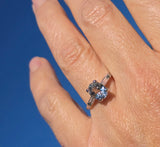 platinum aquamarine & baguette diamond estate ring