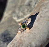 10k gold Victorian pearl & green garnet ring