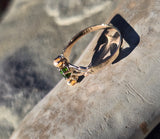 10k gold Victorian pearl & green garnet ring