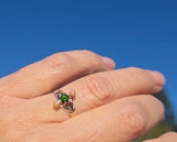 10k gold Victorian pearl & green garnet ring