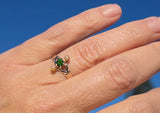 10k gold Victorian pearl & green garnet ring