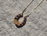 14k gold antique lapis horseshoe necklace pendant