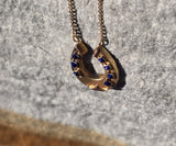 14k gold antique lapis horseshoe necklace pendant