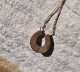 14k gold antique lapis horseshoe necklace pendant