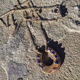 14k gold antique lapis horseshoe necklace pendant