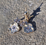 Platinum top & 18k gold old cut diamond earrings - c.1920's
