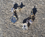 Platinum top & 18k gold old cut diamond earrings - c.1920's