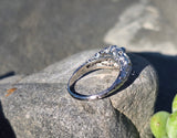 platinum Art Deco c.1920's European cut diamond and emerald estate vintage antique ring