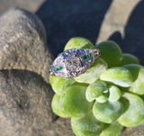 platinum Art Deco c.1920's European cut diamond and emerald estate vintage antique ring