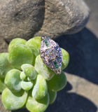 platinum Art Deco c.1920's European cut diamond and emerald estate vintage antique ring