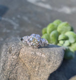 Platinum Art Deco c.1920's mine cut diamond filigree antique engagement wedding ring