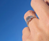 Platinum Art Deco c.1920's mine cut diamond filigree antique engagement wedding ring