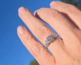 Platinum Art Deco c.1920's mine cut diamond filigree antique engagement wedding ring