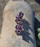 14k gold amethyst and diamond flower estate stud earrings