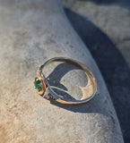 18ct two-tone tone gold emerald and diamond antique ring - French hallmarks