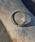 18ct two-tone tone gold emerald and diamond antique ring - French hallmarks