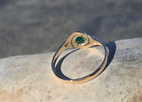 18ct two-tone tone gold emerald and diamond antique ring - French hallmarks