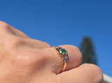 18ct two-tone tone gold emerald and diamond antique ring - French hallmarks