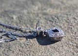Platinum Art Deco c.1920's filigree sapphire and diamond antique pendant necklace