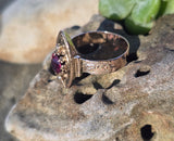 10k gold Victorian pearl & garnet ring
