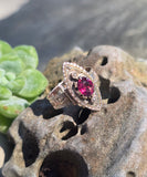 10k gold Victorian pearl & garnet ring