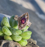 10k gold Victorian pearl & garnet ring